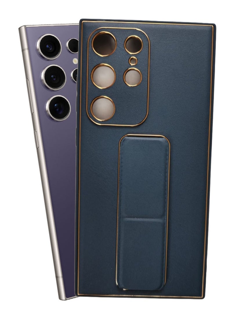 Samsung Galaxy S24 Ultra Case Magnetic Kickstand & Holder, Premium Silicone Vertical & Horizontal Hand Strap and Grip with Multi Stand for Samsung Galaxy S24 Ultra (Blue) - Image 1